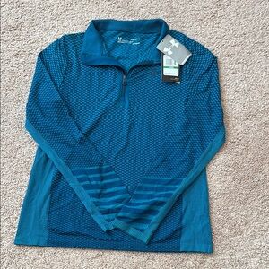 Under Armour Teal Textured Quarter-Zip Top